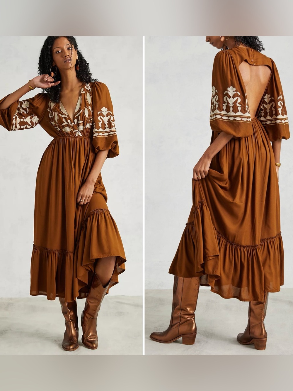 Let Me Be Embroidered Open-Back Maxi Dress
